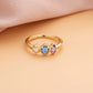 Custom Geometric Birthstone Ring - Personalized Copper Stackable Ring with Marquise Oval Round Cut Zircon - Minimalist Jewelry