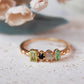 Custom Geometric Birthstone Ring - Personalized Copper Stackable Ring with Marquise Oval Round Cut Zircon - Minimalist Jewelry