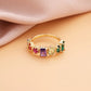 Custom Geometric Birthstone Ring - Personalized Copper Stackable Ring with Marquise Oval Round Cut Zircon - Minimalist Jewelry