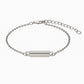 Custom Engraved Name Bracelet - Personalized Rectangular Bar Bracelet with Titanium Steel O-Link Chain or Wax Cord - Minimalist Couple Gift