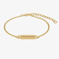 Custom Engraved Name Bracelet - Personalized Rectangular Bar Bracelet with Titanium Steel O-Link Chain or Wax Cord - Minimalist Couple Gift