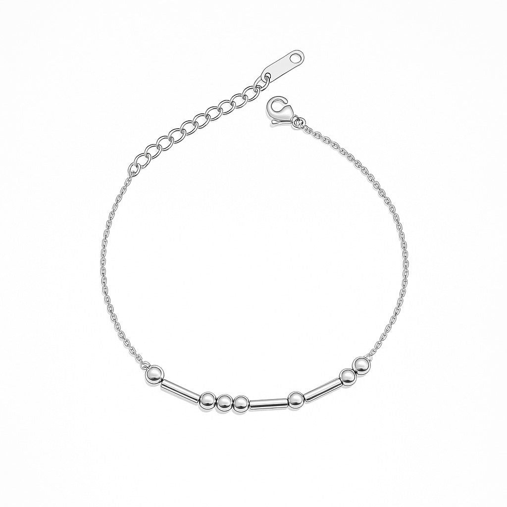 Custom Morse Code Bracelet - Personalized Name Bracelet with 1-5 Letters - Stainless Steel Couple Bracelet - Minimalist Dainty Jewelry Gift