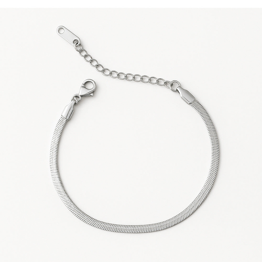 Custom Engraved Snake Chain Bracelet - Personalized 18K Gold Plated Stainless Steel Minimalist Chain Bracelet - Dainty Adjustable Jewelry Gift