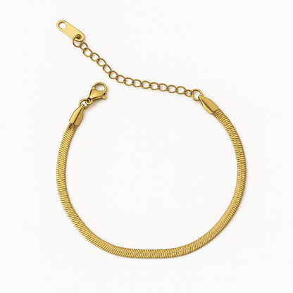 Custom Engraved Snake Chain Bracelet - Personalized 18K Gold Plated Stainless Steel Minimalist Chain Bracelet - Dainty Adjustable Jewelry Gift