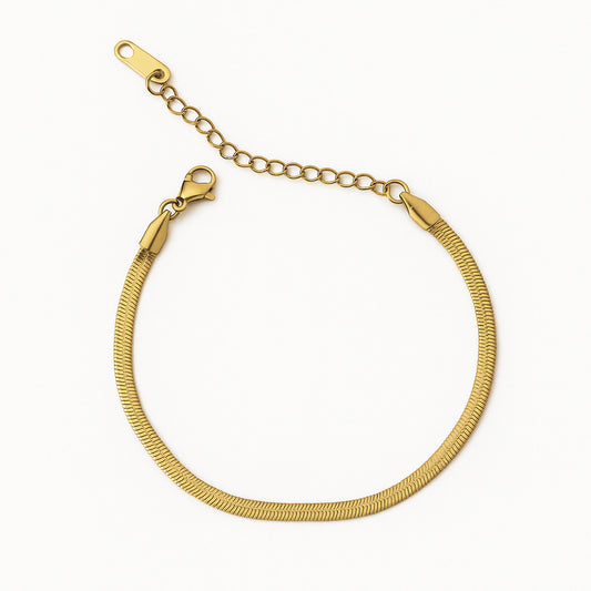 Custom Engraved Snake Chain Bracelet - Personalized 18K Gold Plated Stainless Steel Minimalist Chain Bracelet - Dainty Adjustable Jewelry Gift