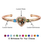 Trio of Love Custom Bracelet - Personalized Copper Bangle with 2 Birthstones, Engraved Names and Heart Photo - Adjustable Memorial Jewelry