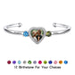Trio of Love Custom Bracelet - Personalized Copper Bangle with 2 Birthstones, Engraved Names and Heart Photo - Adjustable Memorial Jewelry