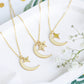 Custom Moon and Star Necklace - Personalized Engraved Pendant Stainless Steel Chain, Dainty Celestial Jewelry