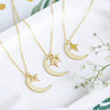Custom Moon and Star Necklace - Personalized Engraved Pendant Stainless Steel Chain, Dainty Celestial Jewelry