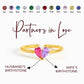 Partners in Love Custom Birthstone Ring - Interlocking Hearts Couple Ring with 2 Gemstones, Adjustable Copper Band, Personalized Anniversary Gift
