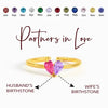 Partners in Love Custom Birthstone Ring - Interlocking Hearts Couple Ring with 2 Gemstones, Adjustable Copper Band, Personalized Anniversary Gift