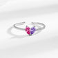 Partners in Love Custom Birthstone Ring - Interlocking Hearts Couple Ring with 2 Gemstones, Adjustable Copper Band, Personalized Anniversary Gift