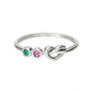 Personalized Knotted Heart Ring - Custom Birthstone and Engraved Copper Band, Minimalist Stackable Jewelry with 1-5 Gemstones