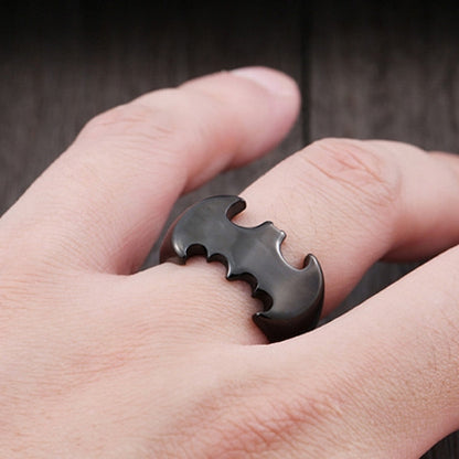 Personalizded Bat Wing Ring - Custom Engraved Stainless Steel Band - Vintage Punk Jewelry for Men
