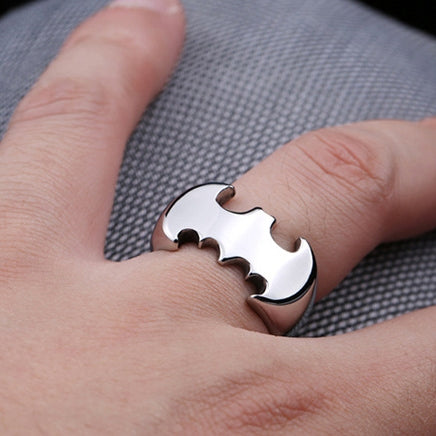 Personalizded Bat Wing Ring - Custom Engraved Stainless Steel Band - Vintage Punk Jewelry for Men