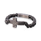 Custom Engraved Cross Bracelet - Hammered Texture Stainless Steel Chain - Minimalist Mens Jewelry - Birthday Gift For Him