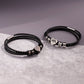 Custom Engraved Leather Bracelet for Men - Personalized Name Beads and Photo Charm - Braided Rope Cuff with Stainless Steel Clasp - Unique Mens Gift