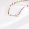 Personalized Kids Name Necklace - Colorful Ceramic Bead Chain with Stainless Steel Pendant - Custom Length, Back to School Gift