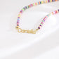 Personalized Kids Name Necklace - Colorful Ceramic Bead Chain with Stainless Steel Pendant - Custom Length, Back to School Gift