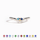 Personalized Crown Birthstone Ring - Custom 1-5 Zirconia V-Shaped Ring - S925 Sterling Silver Minimalist Stackable Ring