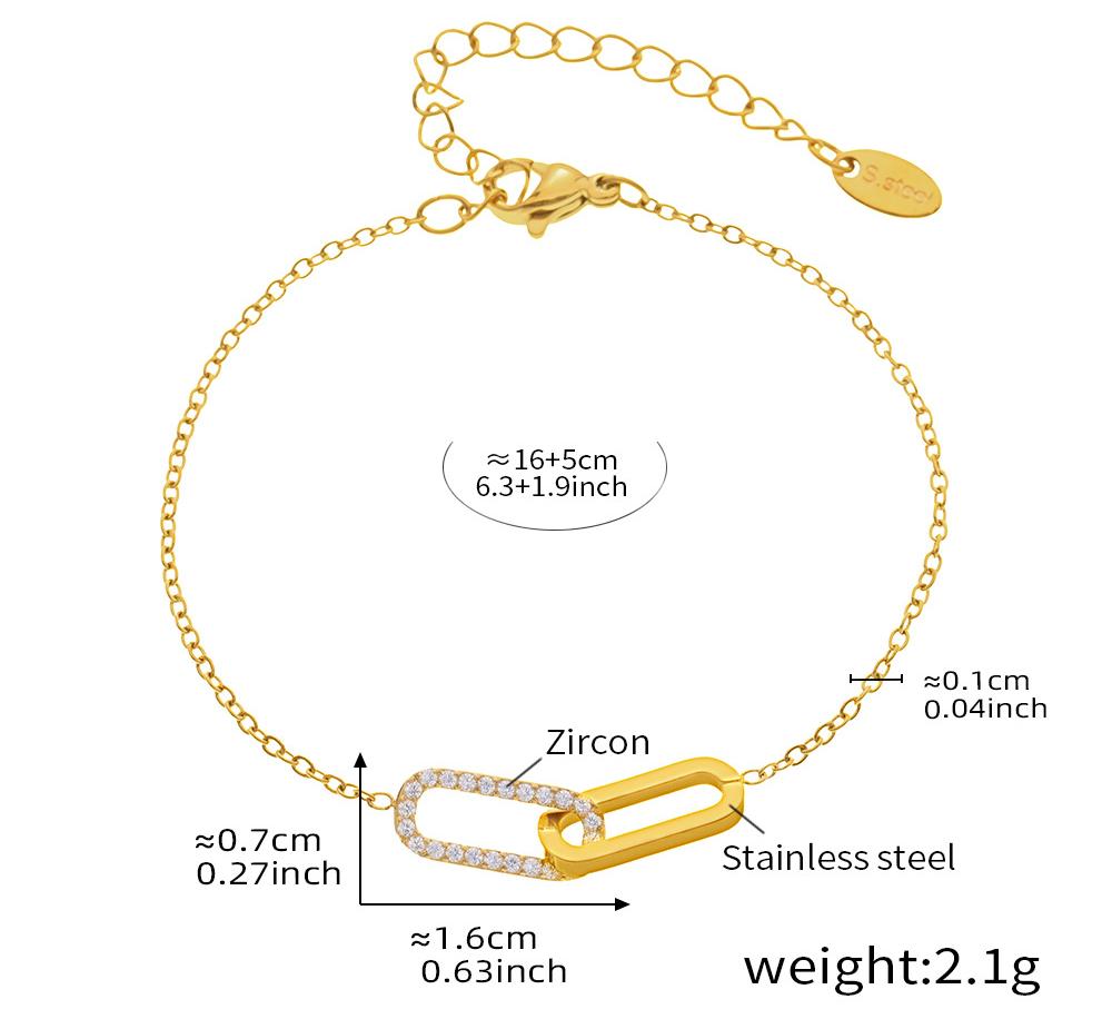 Double Ring Rectangular Full Diamond Personality Necklace