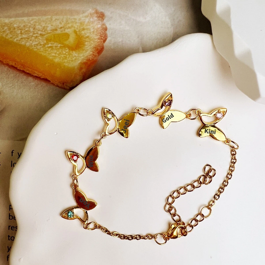 Personalized Butterfly Bracelet - Custom Birthstone and Name Engraved Wing