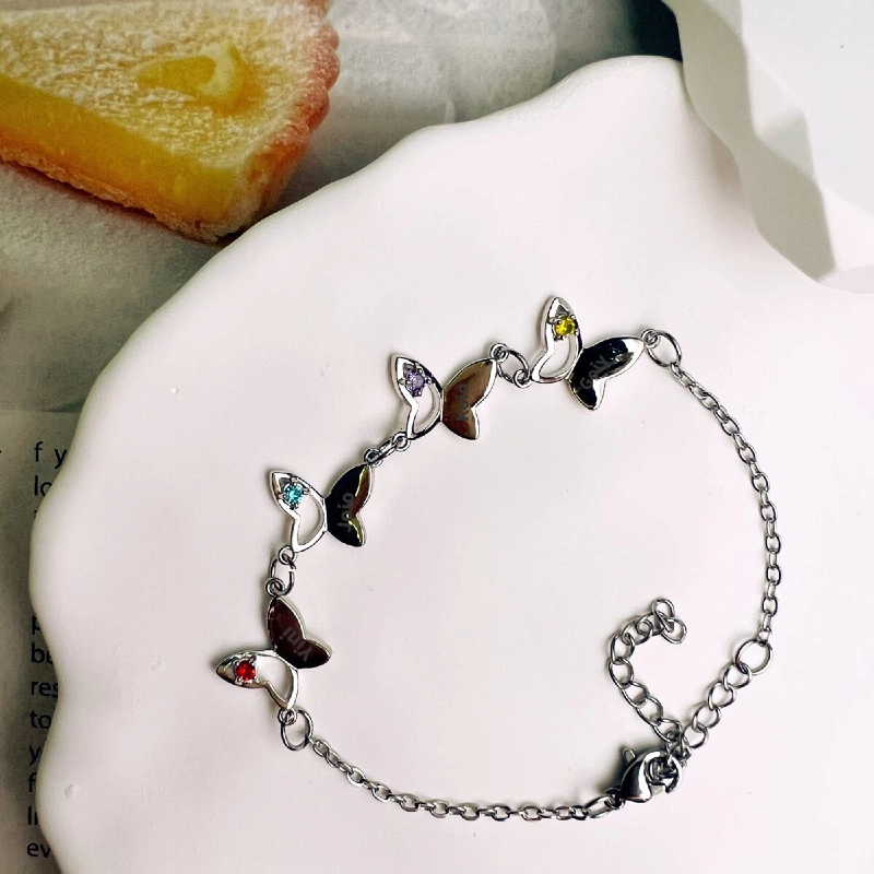 Personalized Butterfly Bracelet - Custom Birthstone and Name Engraved Wing