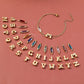 Custom Initial Bracelet - 18K Gold Plated Copper Letter Charm and Marquee Birthstone - Stainless Steel Chain