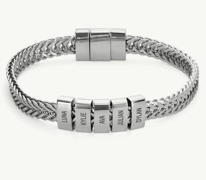 Stainless steel double woven chain bracelet