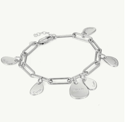 Stainless Steel Round Plate Clip Bracelet