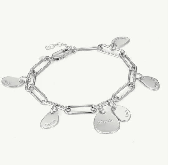 Stainless Steel Round Plate Clip Bracelet
