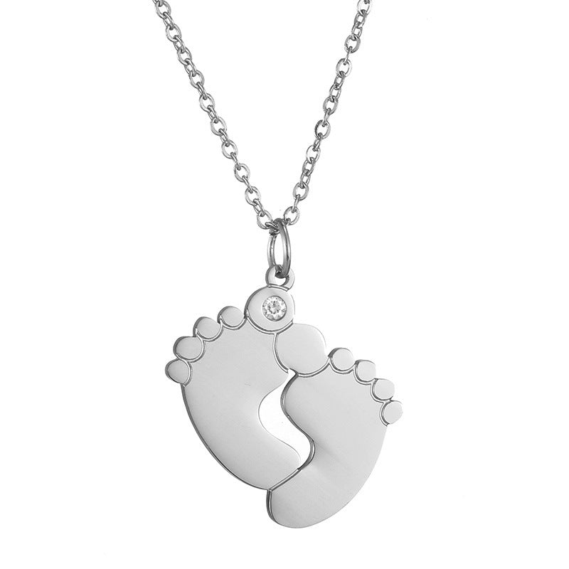Customized Baby Feet Birthstone Name Necklace