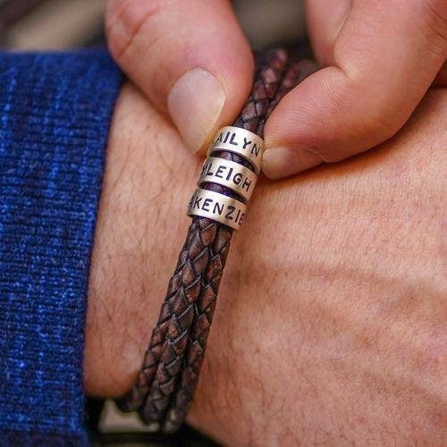 Custom Family Name Beaded Triple Leather Bracelet