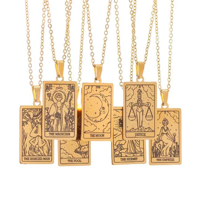 22 Tarot Necklace Pendant Square Personality Simple Vintage Women