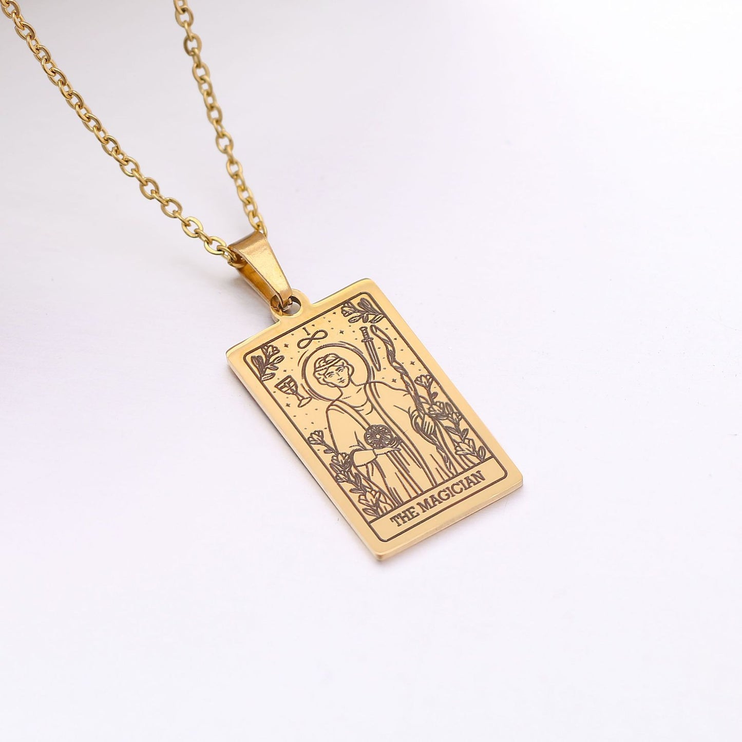 22 Tarot Necklace Pendant Square Personality Simple Vintage Women