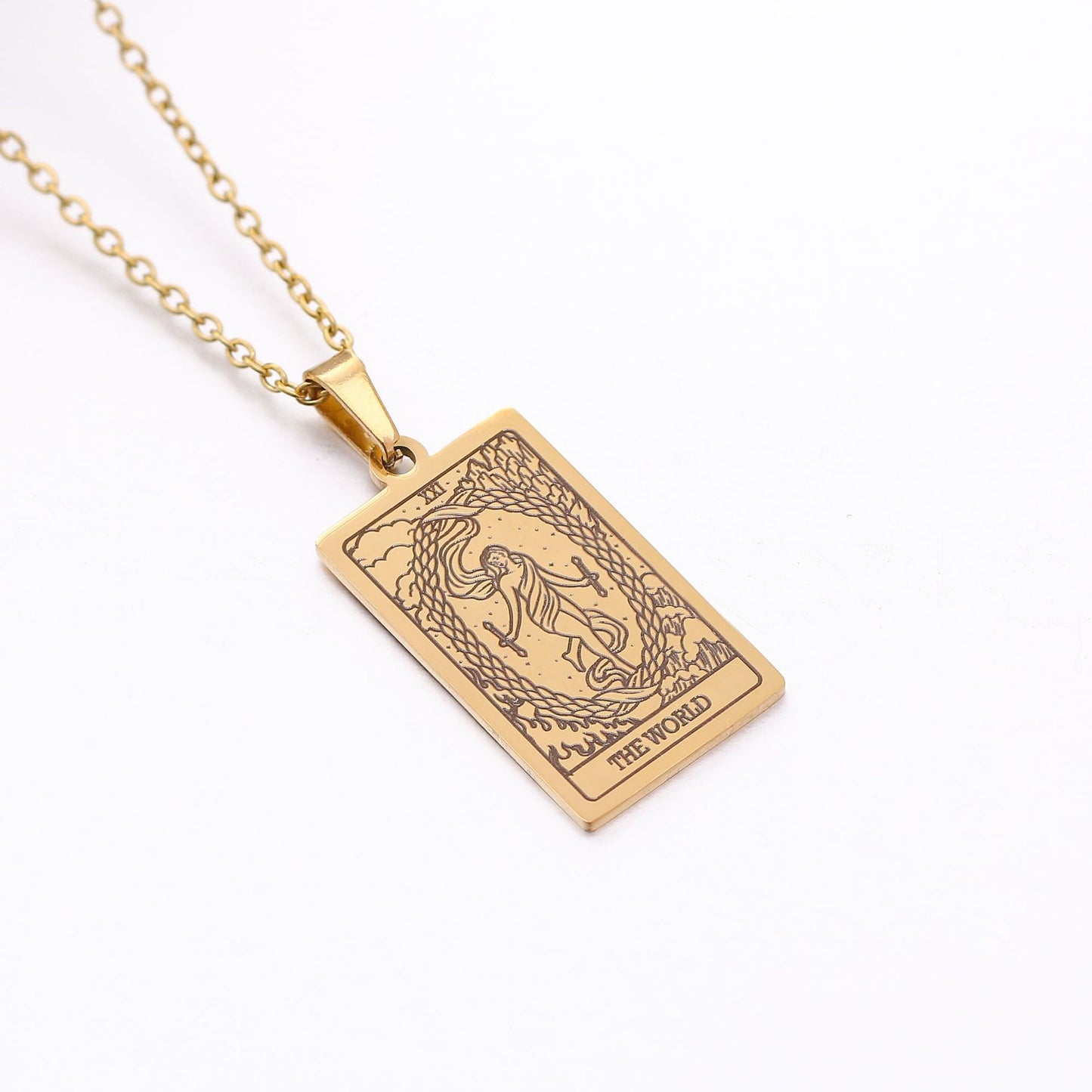22 Tarot Necklace Pendant Square Personality Simple Vintage Women