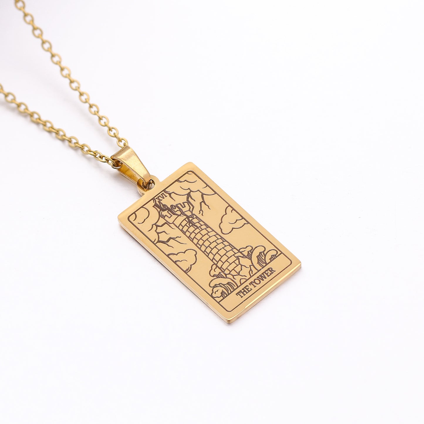22 Tarot Necklace Pendant Square Personality Simple Vintage Women