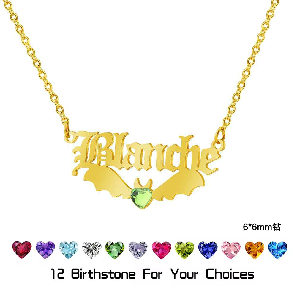 Personalized Name Halloween Necklace - 18K Gold Plated Pendant