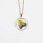 Personalized Birth Flower Necklace, Custom Engraved Circle Pendant with Real Pressed Flower in Resin, Delicate Floral Jewelry Gift for Women