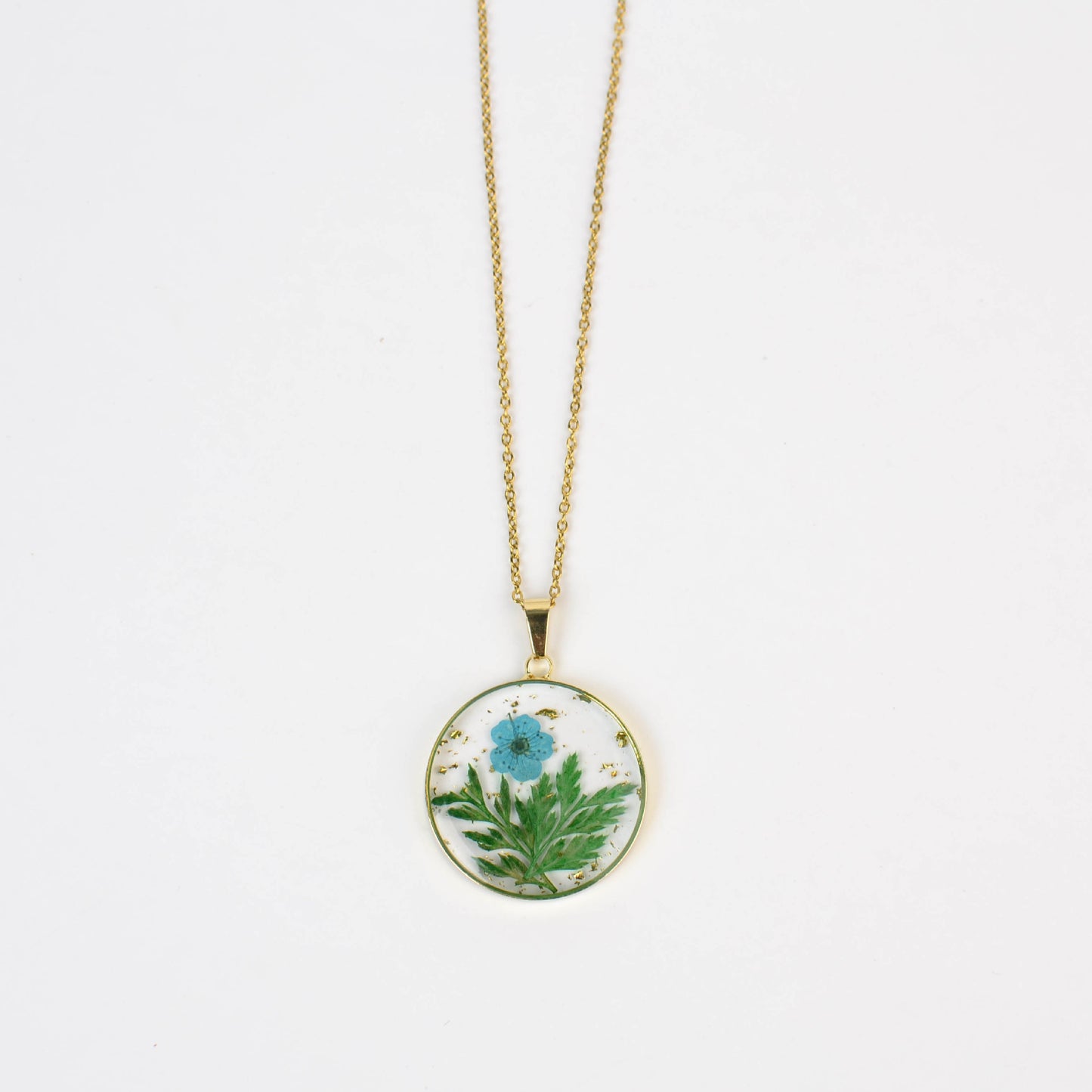 Personalized Birth Flower Necklace, Custom Engraved Circle Pendant with Real Pressed Flower in Resin, Delicate Floral Jewelry Gift for Women