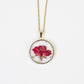 Personalized Birth Flower Necklace, Custom Engraved Circle Pendant with Real Pressed Flower in Resin, Delicate Floral Jewelry Gift for Women