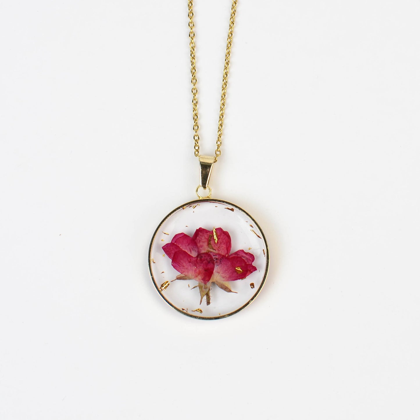 Personalized Birth Flower Necklace, Custom Engraved Circle Pendant with Real Pressed Flower in Resin, Delicate Floral Jewelry Gift for Women