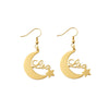 Custom Name Earrings, Star and Moon Dangle Earrings, Personalized Stainless Steel Jewelry