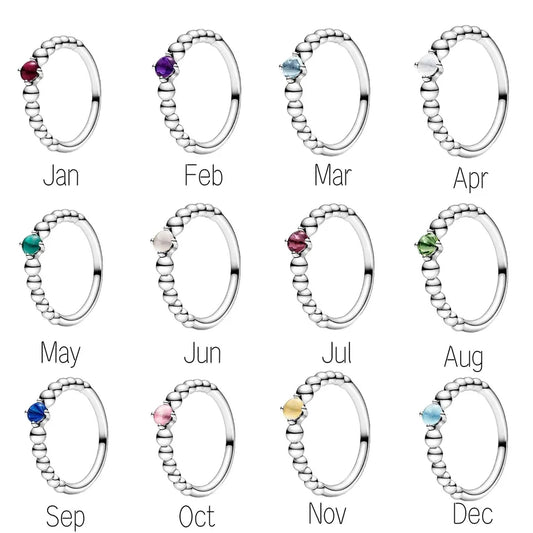 925 Sterling Silver birth stone ring