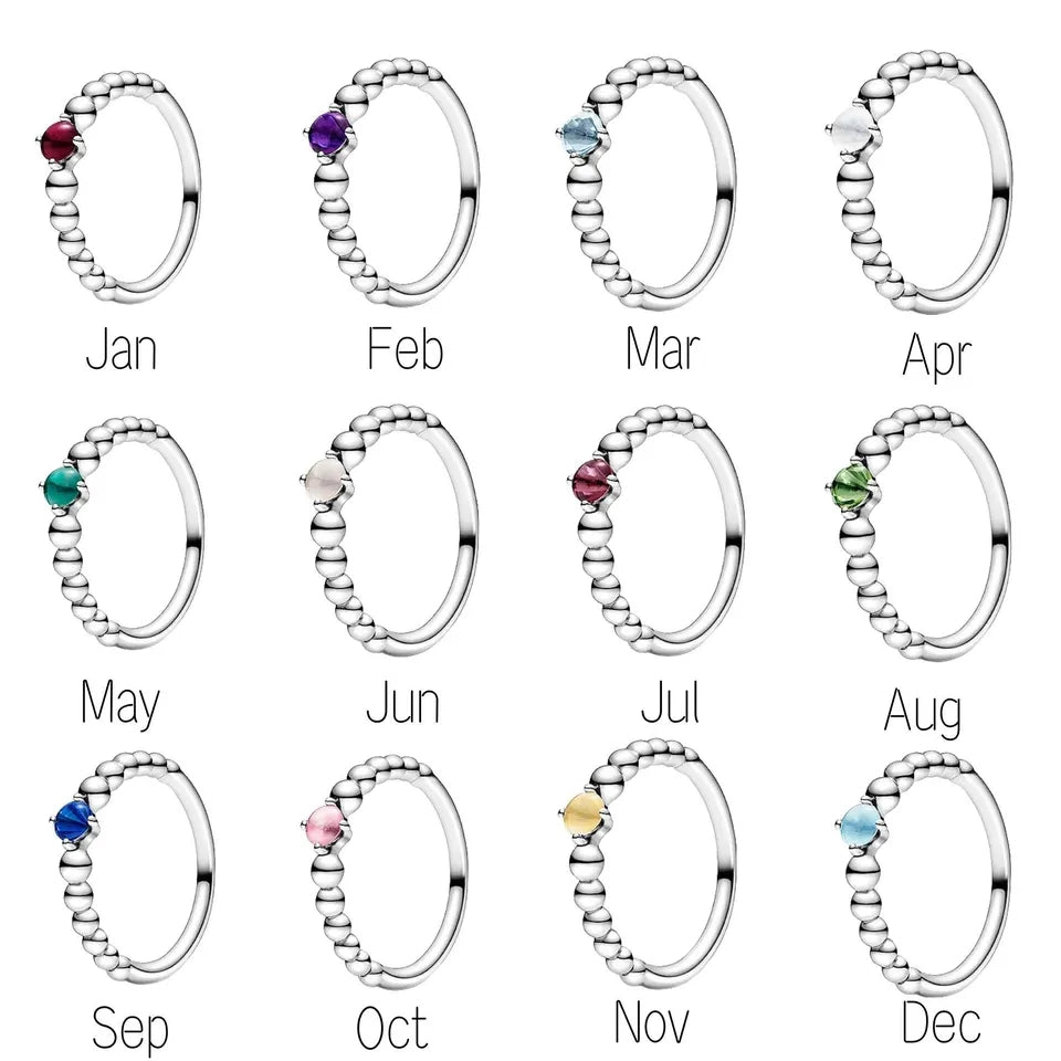 925 Sterling Silver birth stone ring