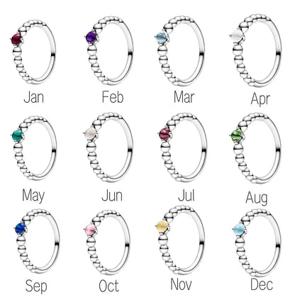 925 Sterling Silver birth stone ring
