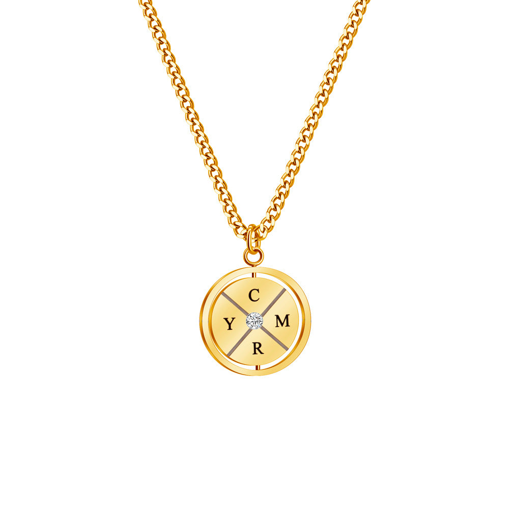 Custom Engraved Compass Necklace With Zircon
