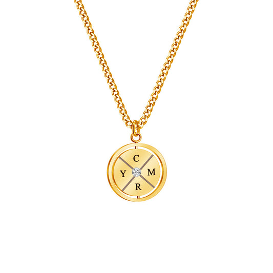Custom Engraved Compass Necklace With Zircon