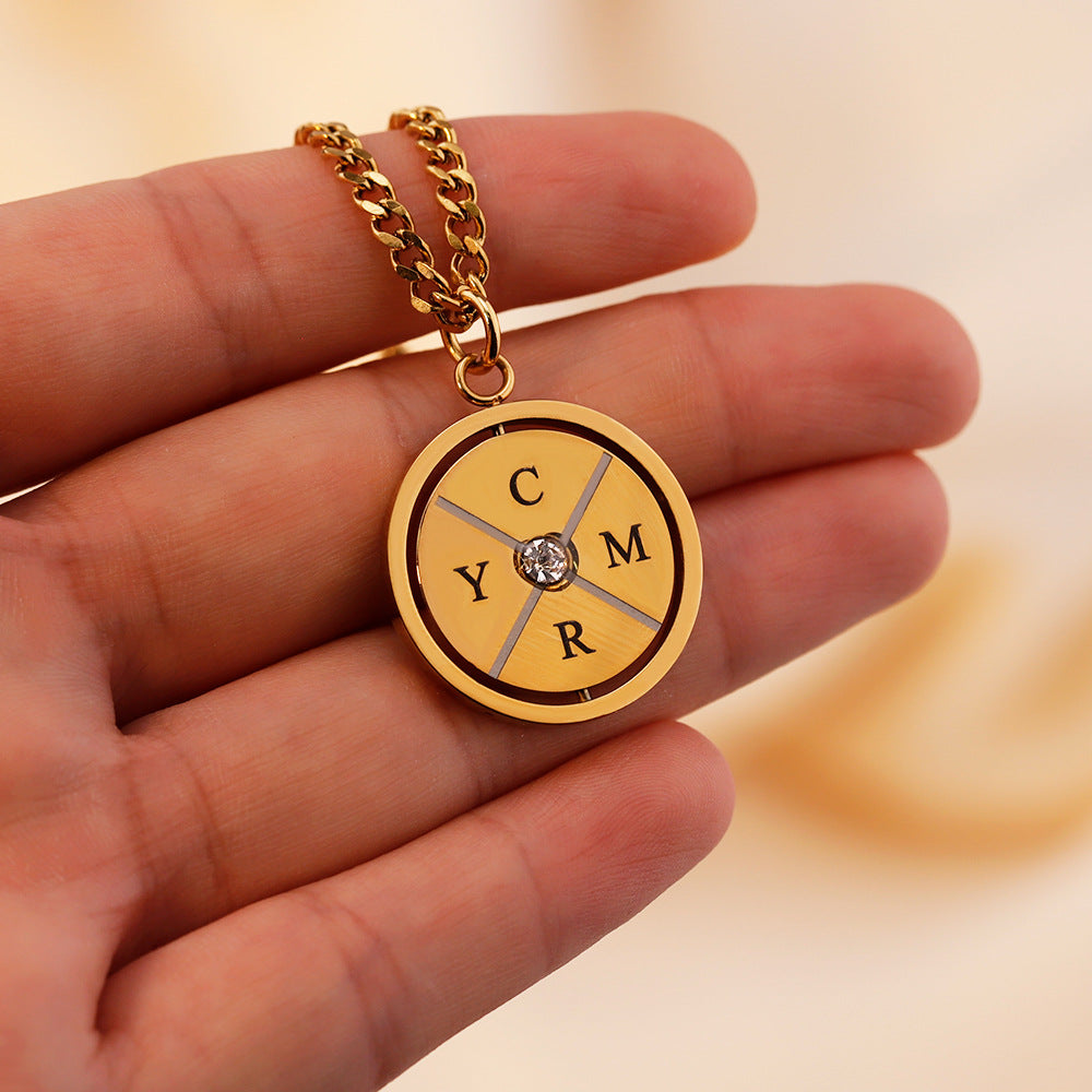 Custom Engraved Compass Necklace With Zircon