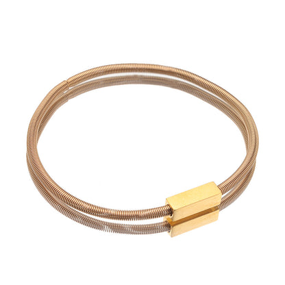Personalized Stainless Steel Spring Rectangle Nameplate Bracelet